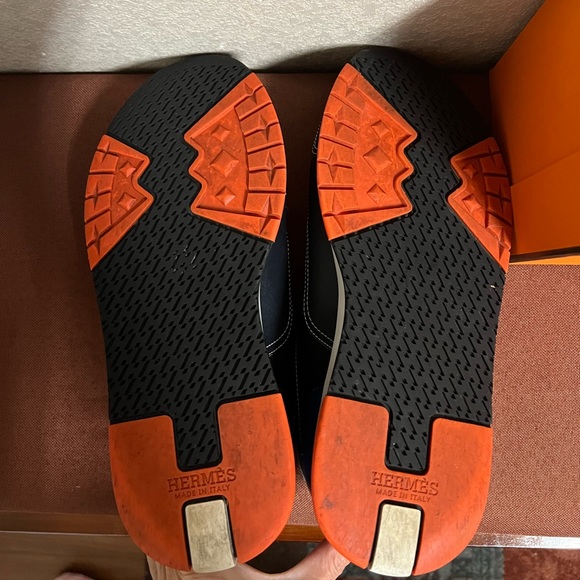 HERMES PARIS Trail Icon Style Sneaker in Calfskin Blue Marine Size 39.5 - Picture 6 of 8